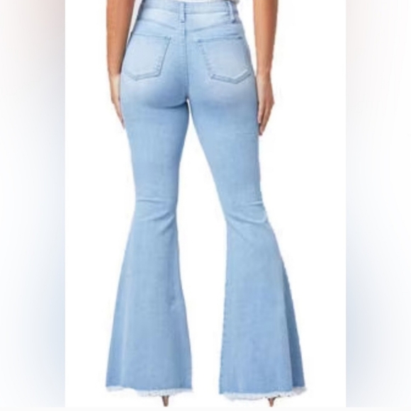 Two Tone Patchwork Fit and Flare Bell Bottom Hippie Boho Jeans Size 9 NEW - Picture 4 of 10